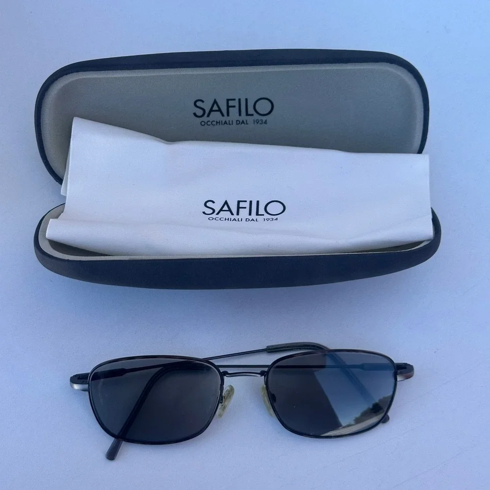 Safilo Elasta Sunglasses Gunmeta & Tortoise Rectangular Frame Italy 52-19-145